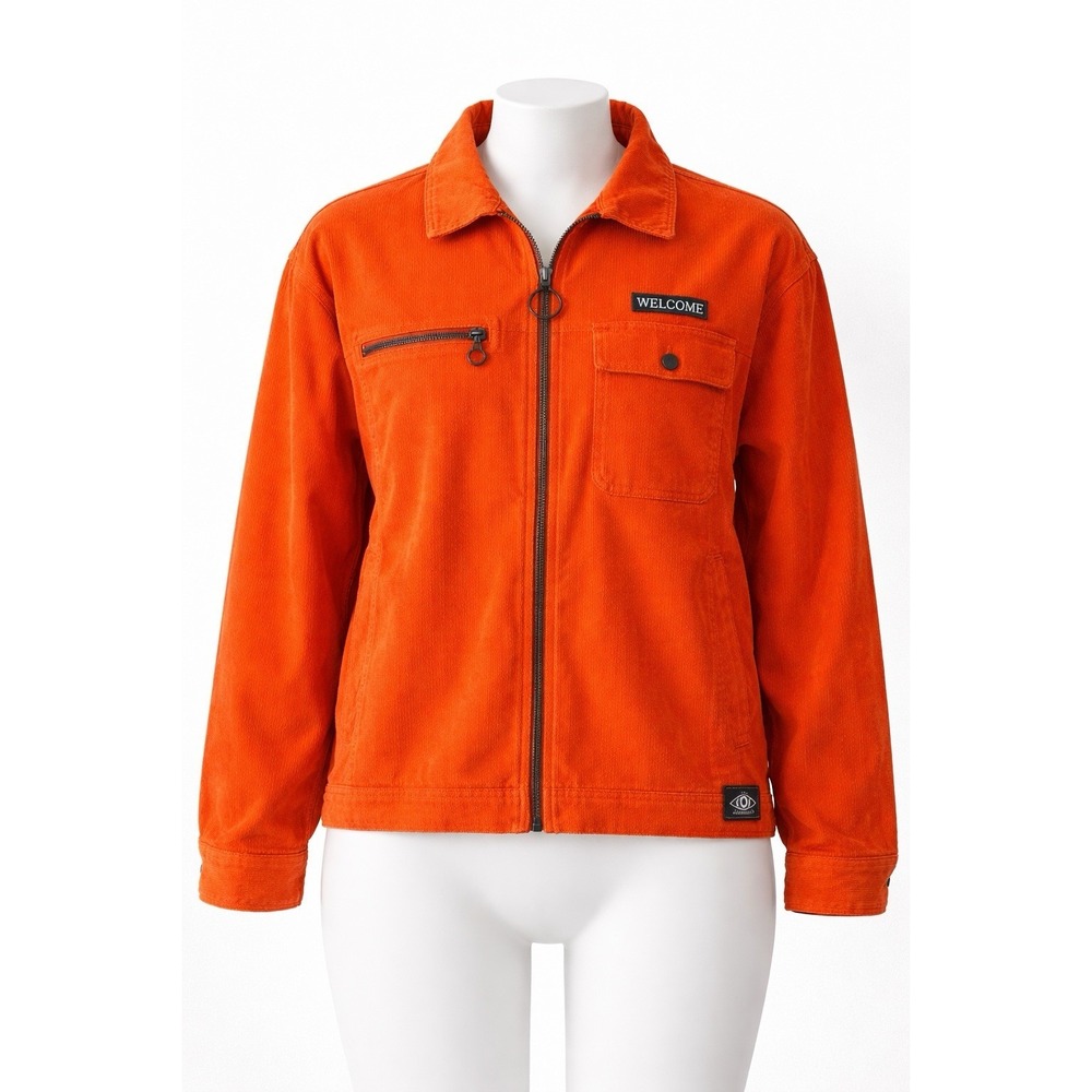 Welcome Skateboards Corduroy Jacket XL Orange Full Zip Workwear Skate Streetwear